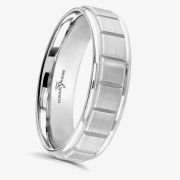 Brown &amp; Newirth Gleason Platinum Brushed Cube 6mm Ring ANFP2039M 6.0 U