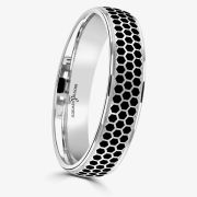 Brown &amp; Newirth Geo Platinum Black Ceramic Honeycomb 5mm Ring C6ZNP52 5.0 PLT S