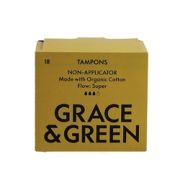 Grace and Green Organic Cotton Non Applicator Tampons Super (Pack 18)