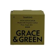 Grace and Green Organic Cotton Non Applicator Tampons Super+ (Pack 15)