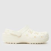 Crocs Classic Floral Cut Out Clog Sandals in White