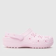 Crocs Classic Floral Cut Out Clog Sandals in Pink