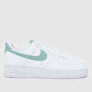 Nike Air Force 1 Trainers in White & Pl Blue