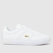 Lacoste Powercourt 2.0 Trainers in White & Gold