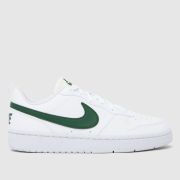 Nike White & Green Court Borough Low Youth Trainers