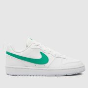 Nike White & Green Court Borough Low Youth Trainers