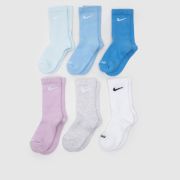 Nike Blue Multi Kids Basic Crew Socks 6 Pack
