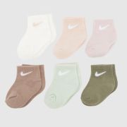 Nike Beige Multi Kids Infant Ankle Socks 6 Pack