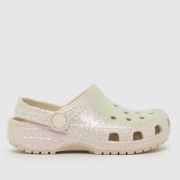 Crocs Beige Multi Classic Glitter Clog Girls Junior Sandals