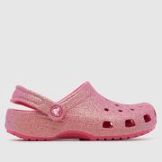 Crocs Pink Classic Glitter Clog Girls Junior Sandals