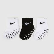 Nike White & Black Infant Grip Swoosh Socks 3PK