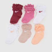Nike Pink Multi Infant Ruffle Socks 6 PK