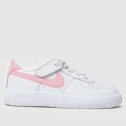 Nike White & Pink Force 1 Low EasyOn Girls Junior Trainers