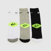 Nike Black & White Kids Smiley Crew Socks 6 Pack