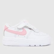 Nike White & Pink Force 1 Low EasyOn Girls Toddler Trainers