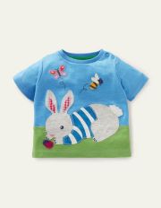 AppliquÃ© Jersey T-shirt Bright Bluebell Bunny Baby Boden, Bright Bluebell Bunny