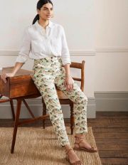 Classic Chino Trousers Ivory/Green Paradise Bay Boden, Ivory/Green Paradise Bay