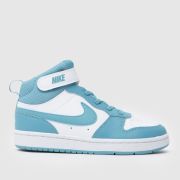 Nike White & Blue Court Borough Mid 2 Junior Trainers