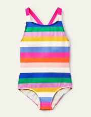 Cross-back Printed Swimsuit Rainbow Multi Boden, Rainbow Multi