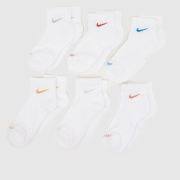 Nike White Multi Everyday Ankle Socks 6 PK