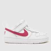 Nike White & Burgundy Court Borough Low Girls Toddler Trainers