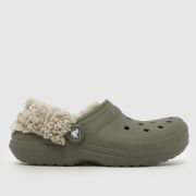 Crocs Classic Fleece Lined Clog Sandals in Khaki Crocs Classic Fleece Lined Clog Sandals in Khaki