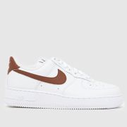 Nike Air Force 1 Trainers in White & Brown Nike Air Force 1 Trainers in White & Brown