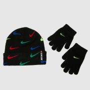 Nike Black Multi Kids Swoosh Beanie Set Nike Black Multi Kids Swoosh Beanie Set