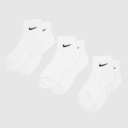 Nike Kids Ankle Socks 3 Pack in White, Size: 2-5 Nike Kids Ankle Socks 3 Pack in White, Size: 2-5