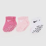 Nike Pink Multi Kids Gripper Ankle Socks 3 PK Nike Pink Multi Kids Gripper Ankle Socks 3 PK