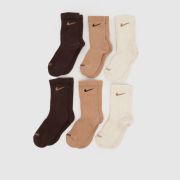 Nike Beige Multi Kids Basic Crew Socks 6 Pack Nike Beige Multi Kids Basic Crew Socks 6 Pack