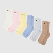 Nike Crew Socks 6 Pack in White/Pink/Blue, Size: 45779 Nike Crew Socks 6 Pack in White/Pink/Blue, Size: 45779
