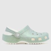 Crocs Silver Classic Glitter Clog Girls Junior Sandals Crocs Silver Classic Glitter Clog Girls Junior Sandals