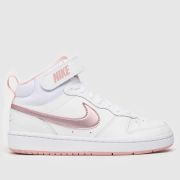 Nike White & Pink Court Borough Mid 2 Girls Youth Trainers Nike White & Pink Court Borough Mid 2 Girls Youth Trainers