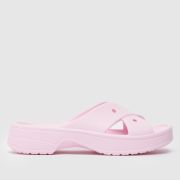 Crocs Cross Strap Slide Sandals in Pink Crocs Cross Strap Slide Sandals in Pink