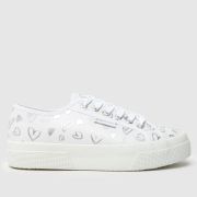Superga 2740 Platform Hearts Trainers in White & Silver