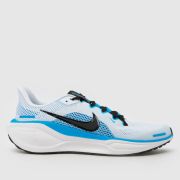 Nike White & Pl Blue Air Zoom Pegasus 41 Boys Youth Trainers