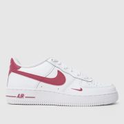 Nike White & Burgundy Air Force 1 Girls Youth Trainers