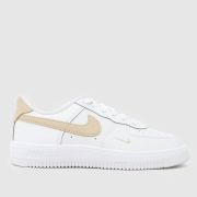 Nike White & Beige Force 1 Low Junior Trainers