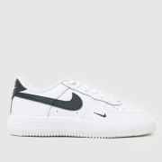 Nike White & Green Force 1 Low Junior Trainers