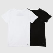Nike Boys Crew T-Shirt 2 Pack in Black & White, Cotton, Size: 4-6Y