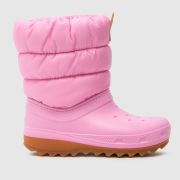 Crocs Pale Pink Classic Neo Puff Girls Junior Boots