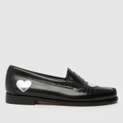 G.H. BASS Women's Weejuns Penny Love Loafer Flats in Black & Silver, Heart Detail, Leather, Size: 6