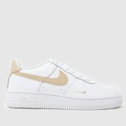 Nike White & Beige Air Force 1 Youth Trainers