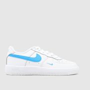 Nike White & Blue Force 1 Low Boys Junior Trainers