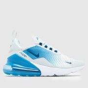 Nike White & Blue Air Max 270 Boys Youth Trainers Nike White & Blue Air Max 270 Boys Youth Trainers