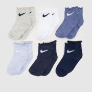 Nike Blue Multi Kids Lettuce Ankle Sock 6PK Nike Blue Multi Kids Lettuce Ankle Sock 6PK