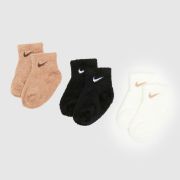 Nike Beige Multi Infant Ankle Cosy Socks 3PK Nike Beige Multi Infant Ankle Cosy Socks 3PK