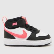 Nike White & Black Court Borough Mid 2 Girls Toddler Trainers