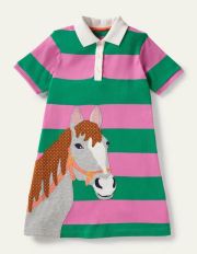 AppliquÃ© Polo Dress Green Pepper/Pink Horse Boden, Green Pepper/Pink Horse